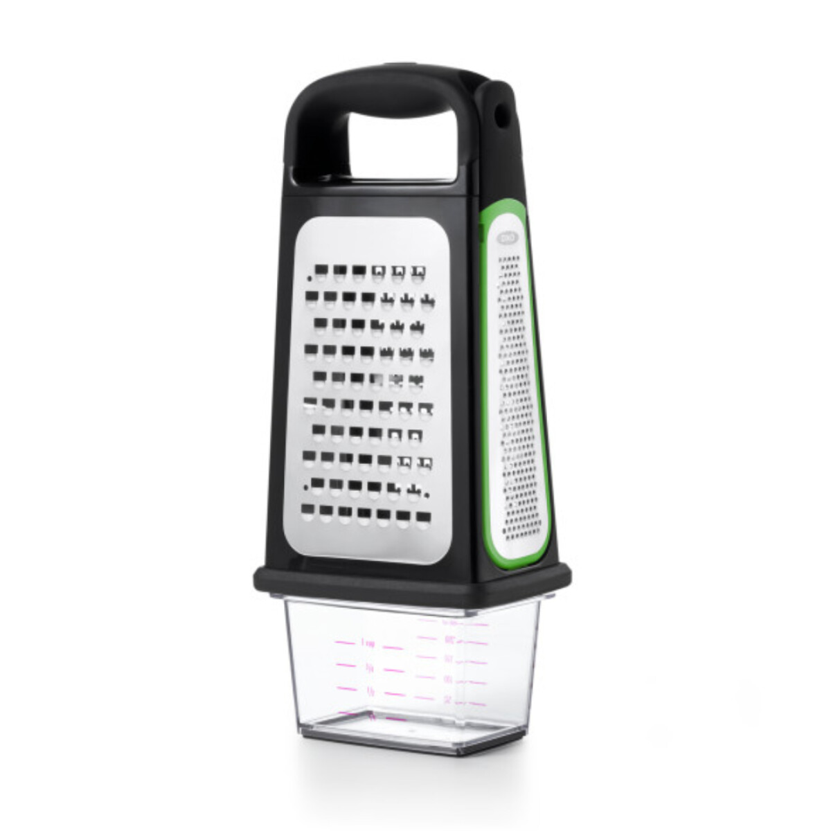 Rallador OXO con recipiente y Zester Extraible - Acero Inoxidable 