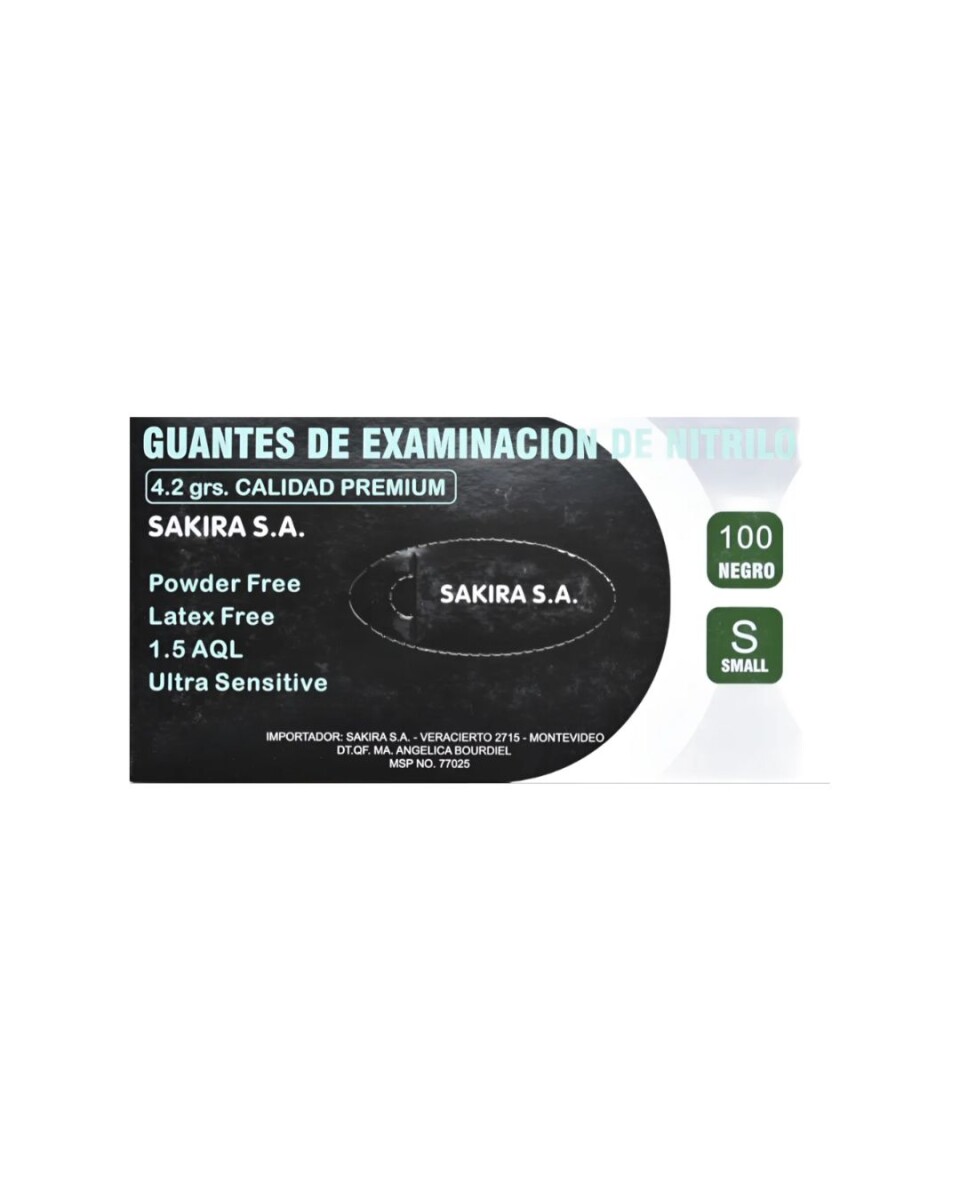 Guantes de nitrilo Sakira 4.2 grs (premium) x 100 unidades - Negro 