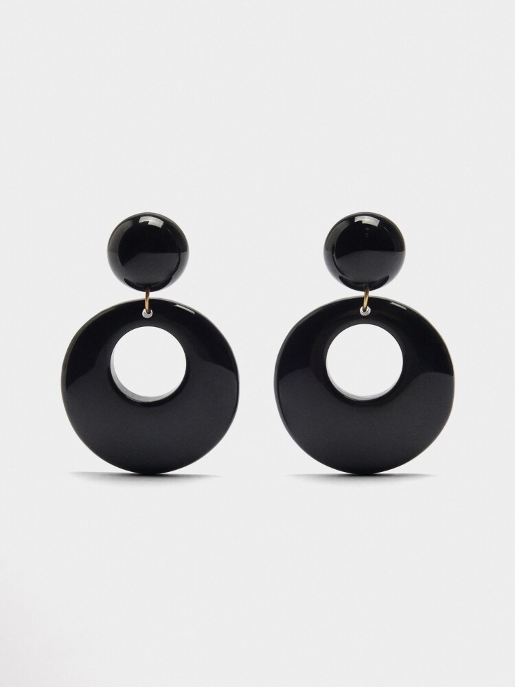 Pendientes Redondos De Resina negro