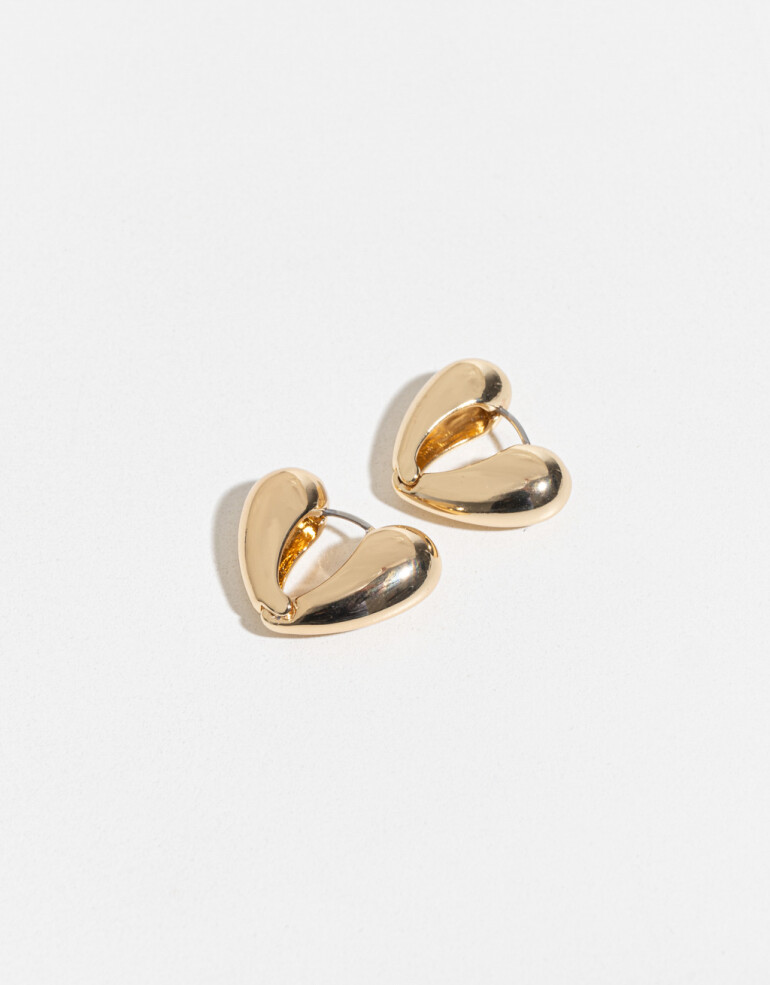 Aros Argollas Metal Argollas De Corazón - Dorado