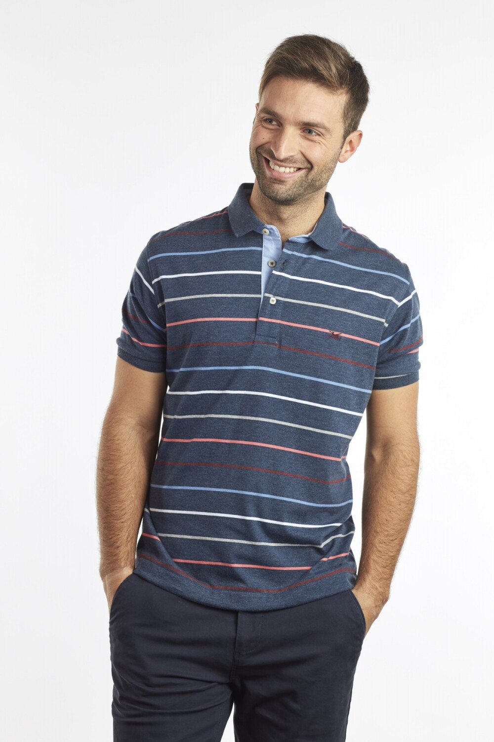 Polo Jersey Rayada Coral