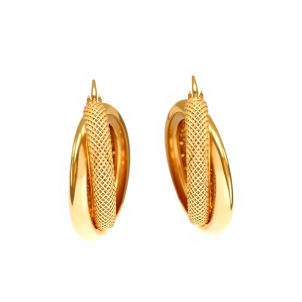 Caravanas aros de oro facetados inflados - Oro bajo - Sin piedra- CA8040 sinpiedra