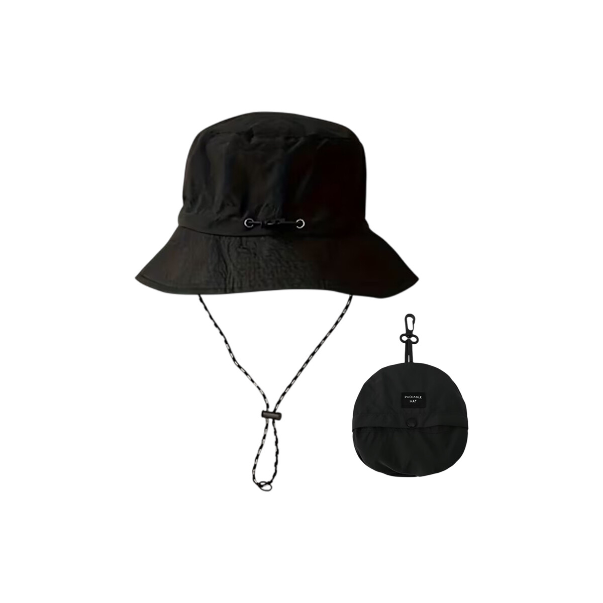 Sombrero plegable con correa ajustable y bolsa desmontable - Negro 