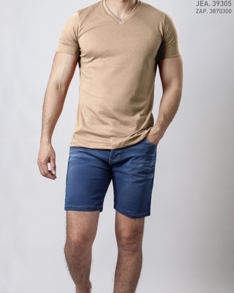 Remera Escote V Con Puño Beige