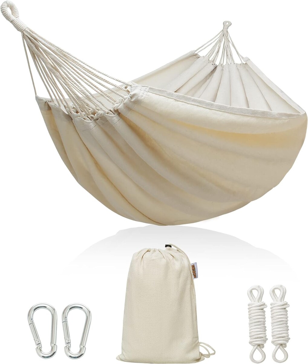 Hamaca Paraguaya 1 Plaza 200 cm X 100 cm - BLANCO-BEIGE 