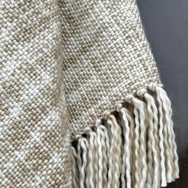 Manta para sillón y cama algodón Rústica beige 130cm