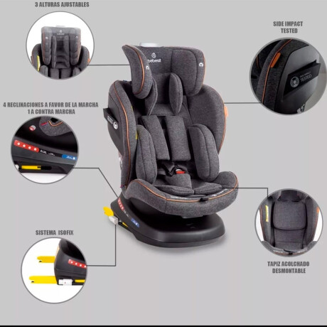 Silla Booster Bebesit Supra 360 Isofix 36KG GRIS