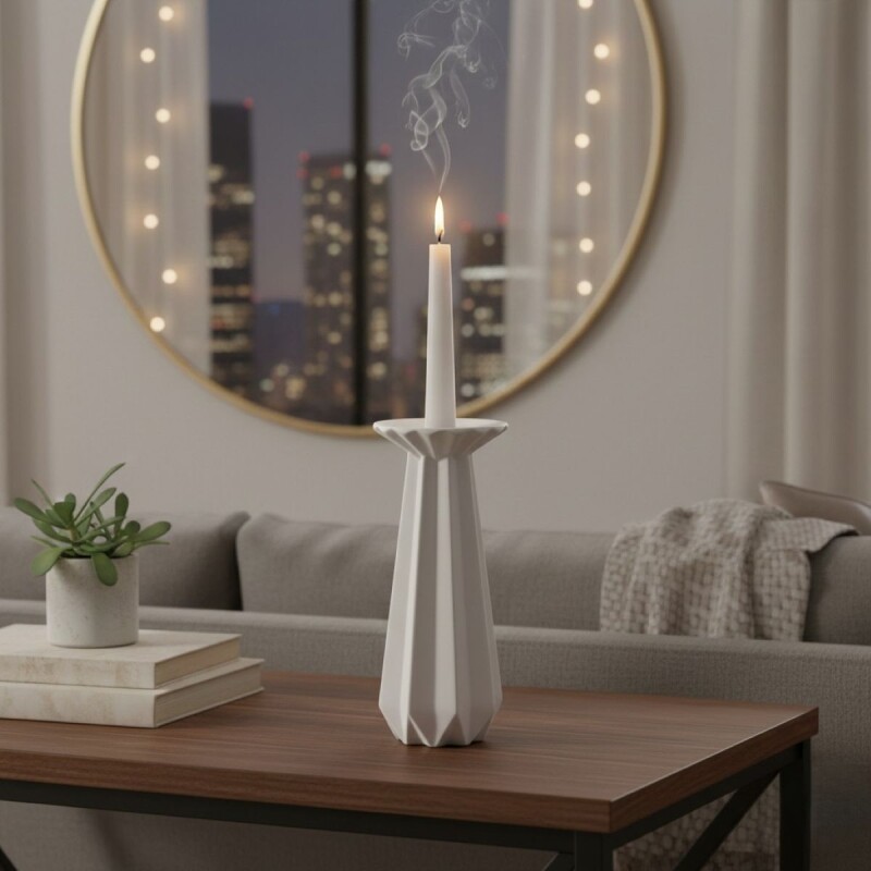 PORTA VELA CERAMICA BLANCO 9.5X19CM Unica