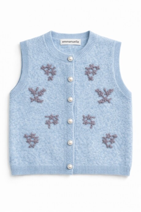 Chaleco Escila Bordado Celeste