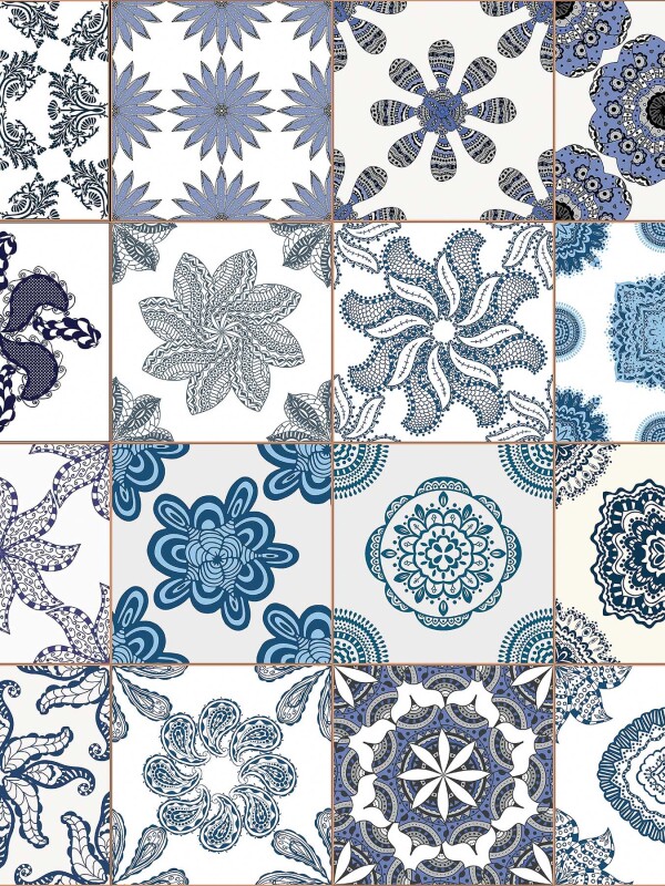 WALLPOPS BLUE AZULEJOS WINSOWS FILM N/A