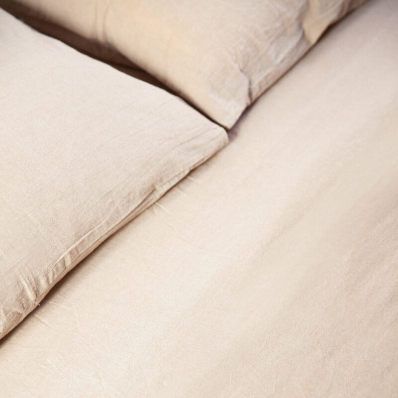 Juego de sábanas algodón 2 plazas beige