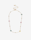 Collares Cortos Metal Collar Corto Beads Flores - Dorado