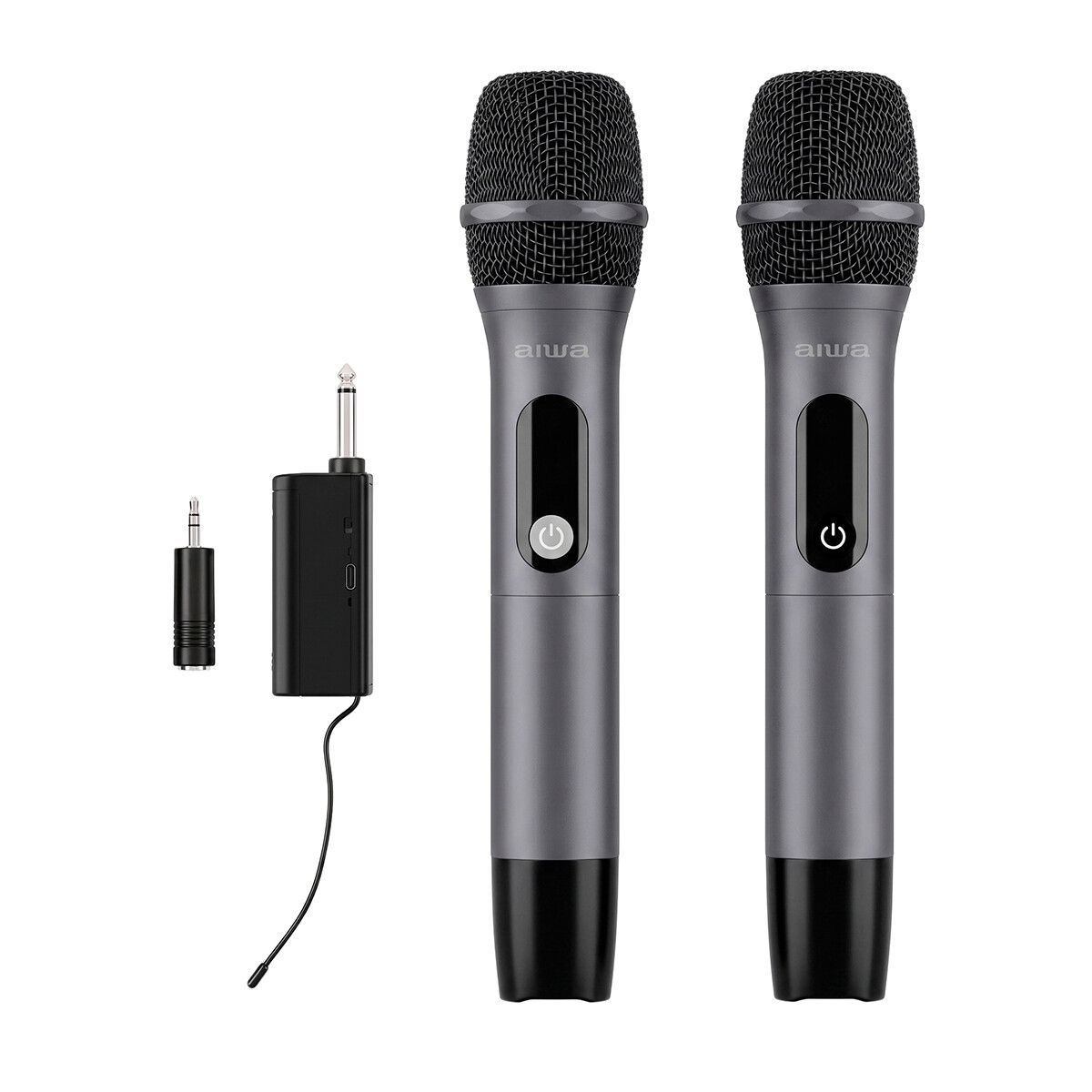 Micrófono Inalámbrico AIWA Pack x2 UHF Doble Canal Batería Recargable y Receptor | AWMK108 