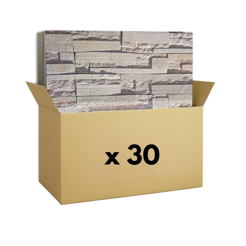 30 Placas Revestimiento Pared Autoadhesiva 70x77cm Promo X30 Piedra Clara