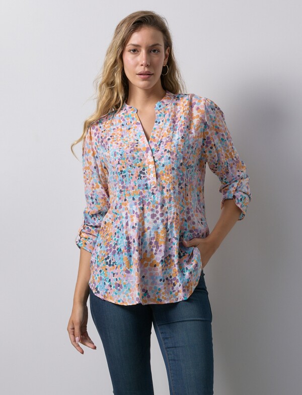 Blusa Gasa Print MULTI/ANARANJADO
