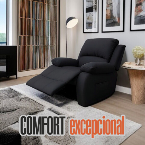Sofá Sillón Poltrona Reclinable Masajeador Electrico Color Negro Tela