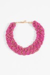 Collar mostacillas trenzado magenta