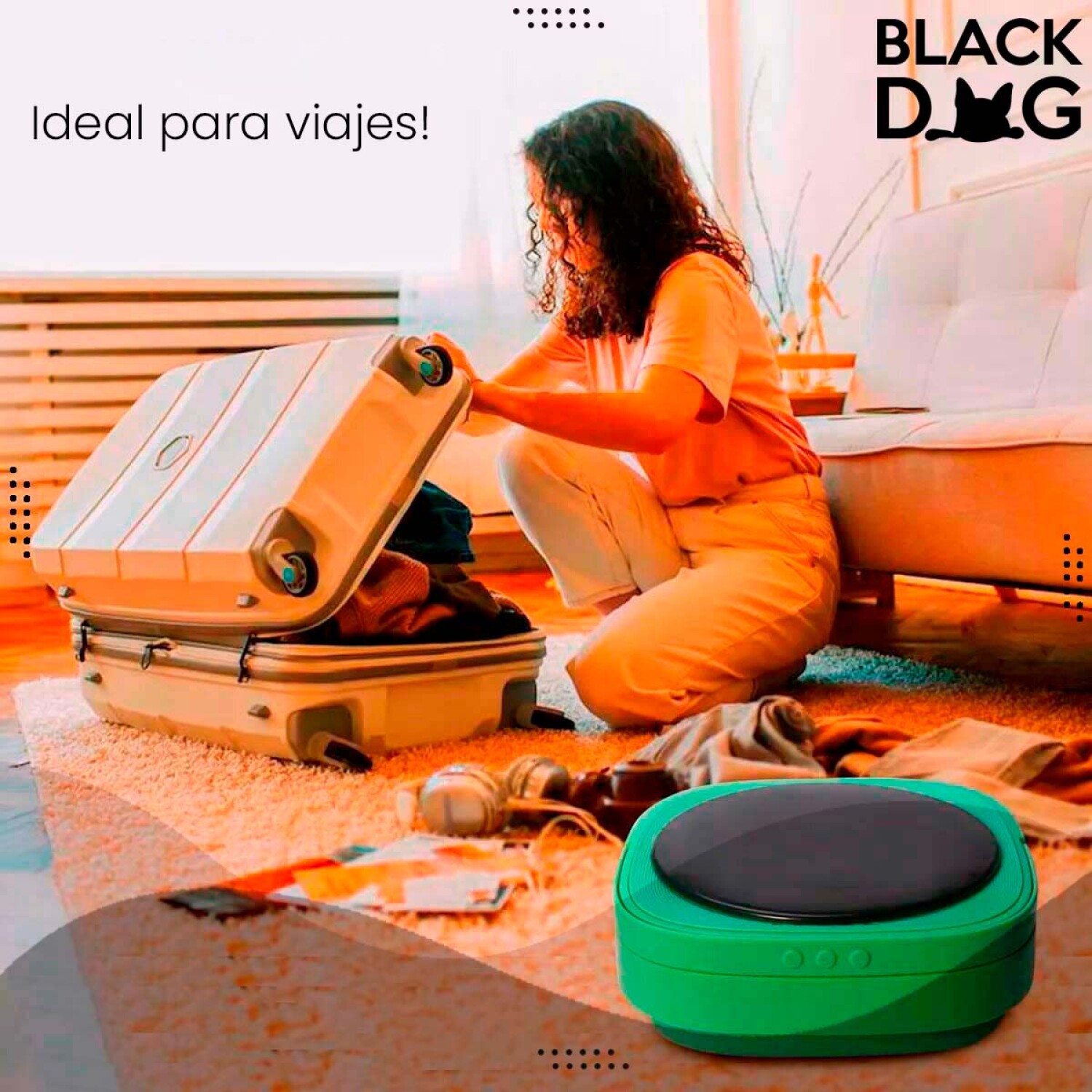 Lavadora Portatil Plegable Liviana Y Transportable Jz-188 + Smartwatch —  Black Dog
