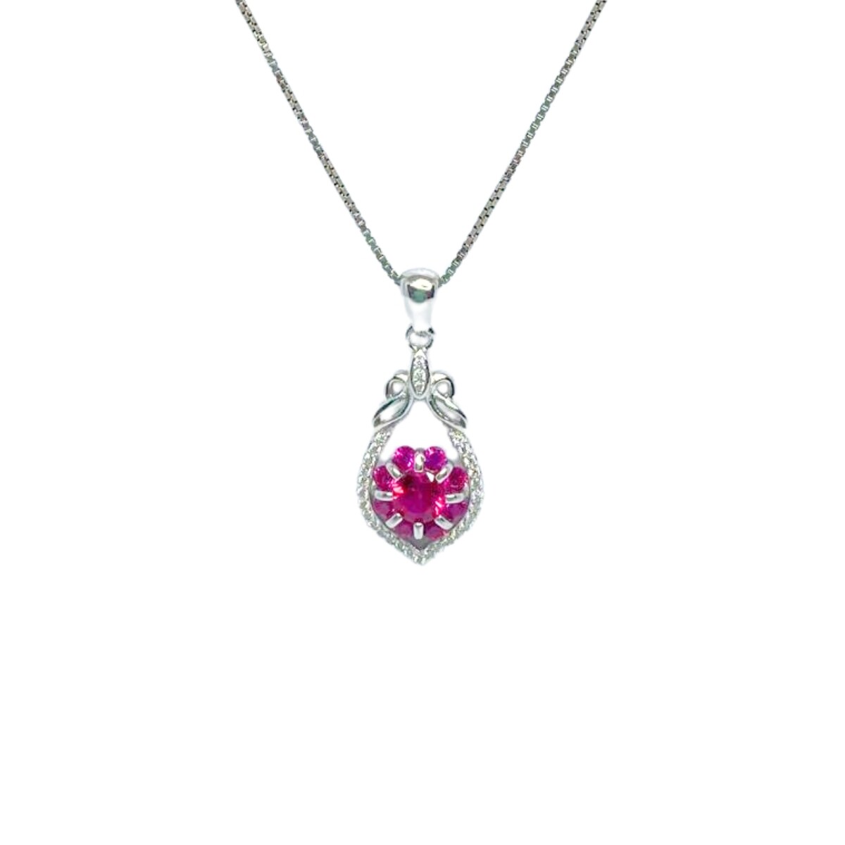 DIJE PLATA Y CIRCONIA ROJA 