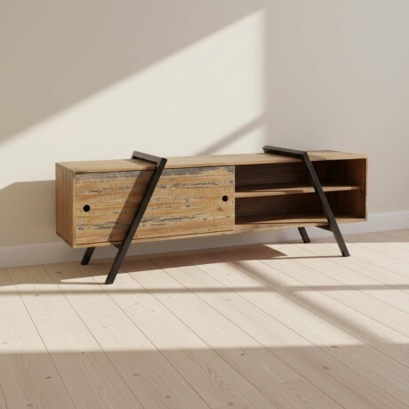 RACK DE LIVING PARA TV MADERA-Y-METAL MARRON YORK CASTAÑO