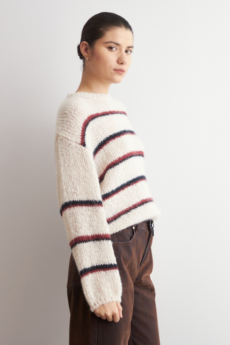 Sweater rayado crudo