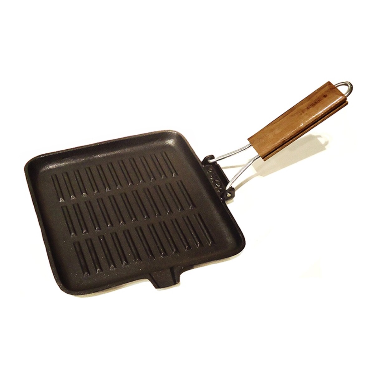 Plancha De Hierro Fundido Cuadrada Mango Rebatible 24x24 cm - Negro 
