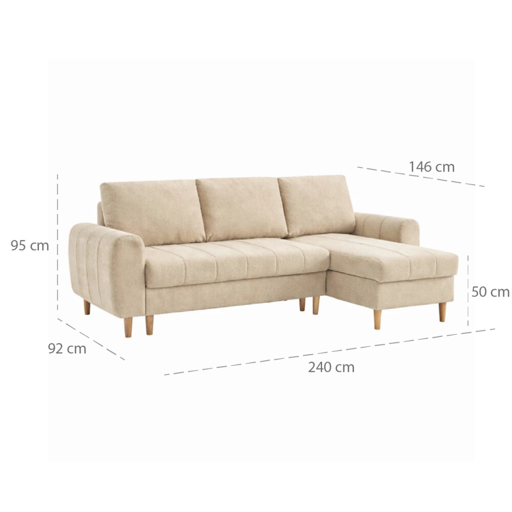 Sillón Esquinero con Baúles amplios - Amo Beige
