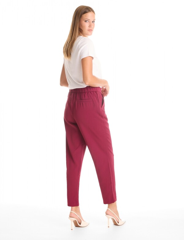 Pantalon Relaxed Fit & Cintura Elástica Posterior BORDEAUX