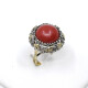 Anillo Antiguo En Plata, Oro 18K Y Coral Anillo Antiguo En Plata, Oro 18K Y Coral