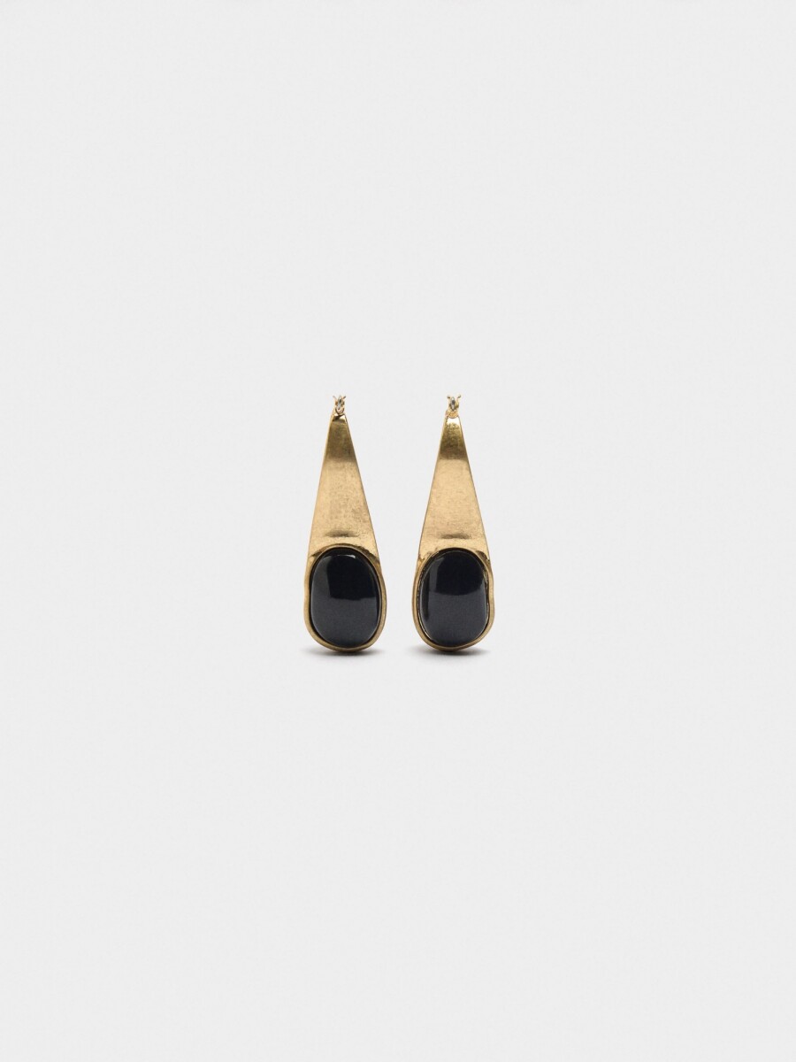 Aros Con Colgante De Resina negro