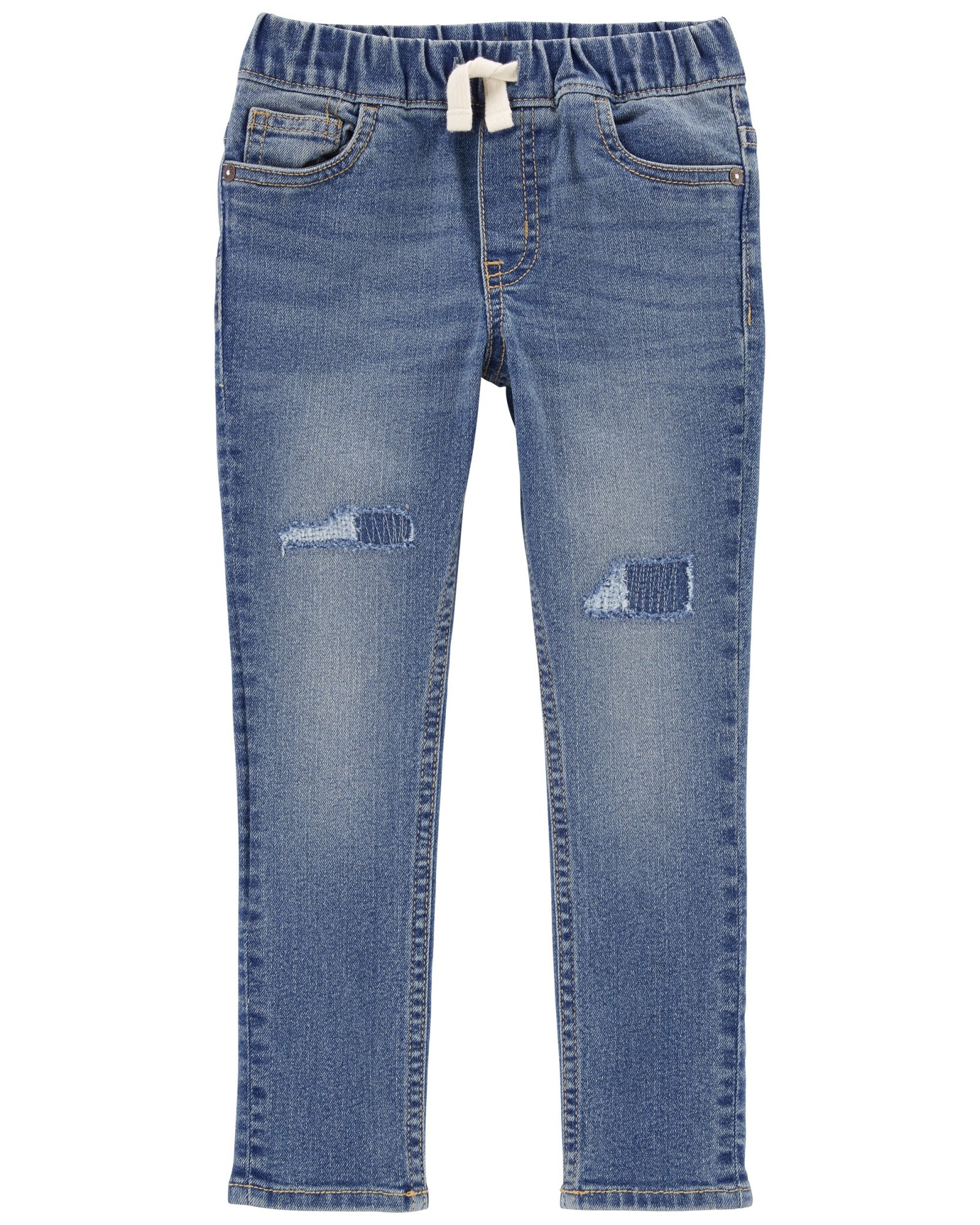 Pantalón jean ajustado, con rasgados. Talles 2-5T Sin color