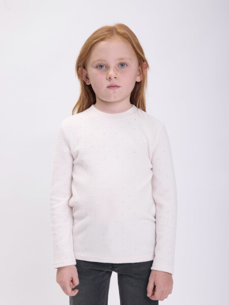 Remera lanilla strass Crudo