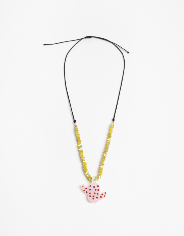 Collares Cortos Canutillos Collar Corto Beads Dije Cactus - Rosa Claro