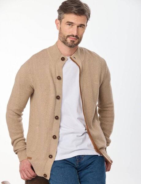 CARDIGAN GRUESO TEJIDO Beige