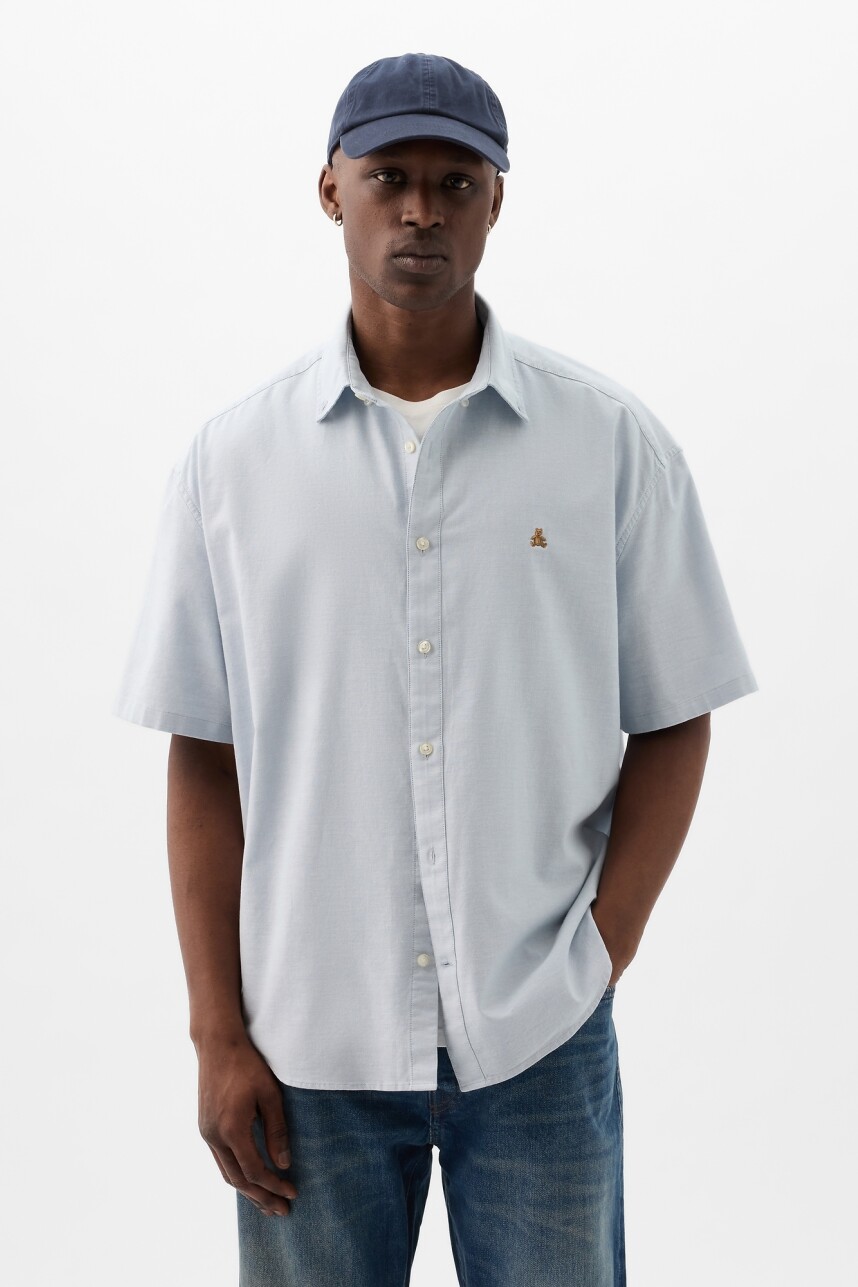 Camisa Manga Corta Oso Brannan Hombre Bleach Blue