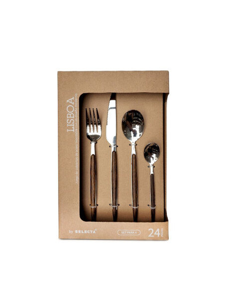 SET 24 PIEZAS CUBIERTOS MANGO MADERA "LISBOA" SET 24 PIEZAS CUBIERTOS MANGO MADERA "LISBOA"