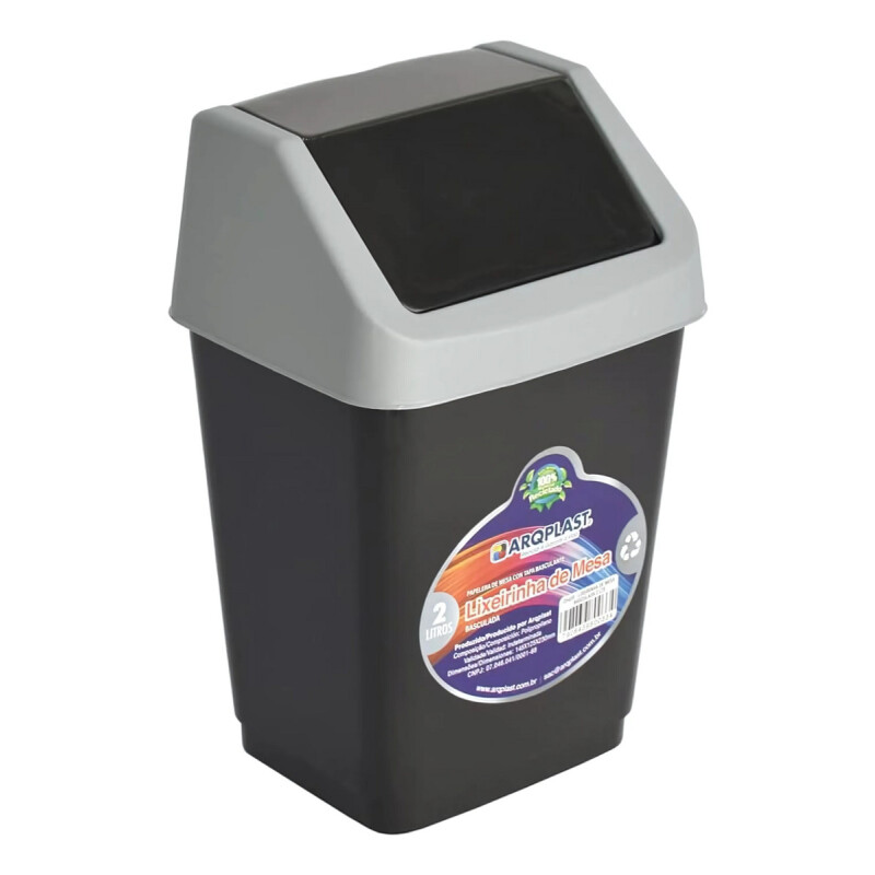 Papelera Tapa Basculante Plástico 2 Litros Color Negro Negro