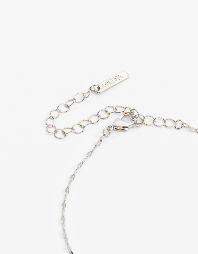Cadena Corta con Dije Metal Collar Con Dije Corazón Metal - Plateado Rodio