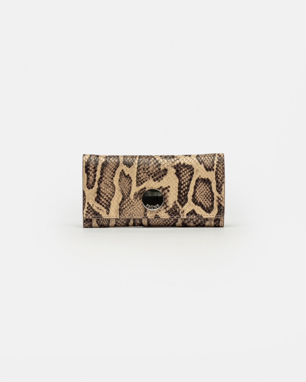 Billetera Cataluña En Cuero Grabado Pythone Beige