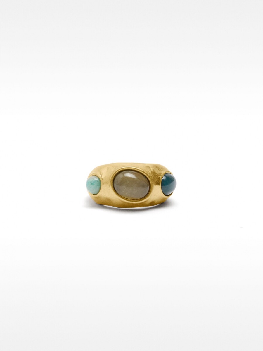 Anillo Con Piedras Y Resina multicolor