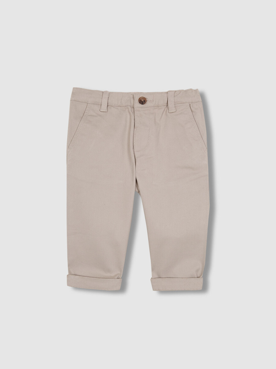 Pantalon Chino Con Goma En La Cintura Piedra