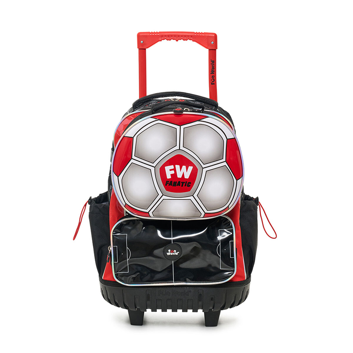 Mochila 46 cm Fun World con carro y lunchera Fanatic - Rojo 