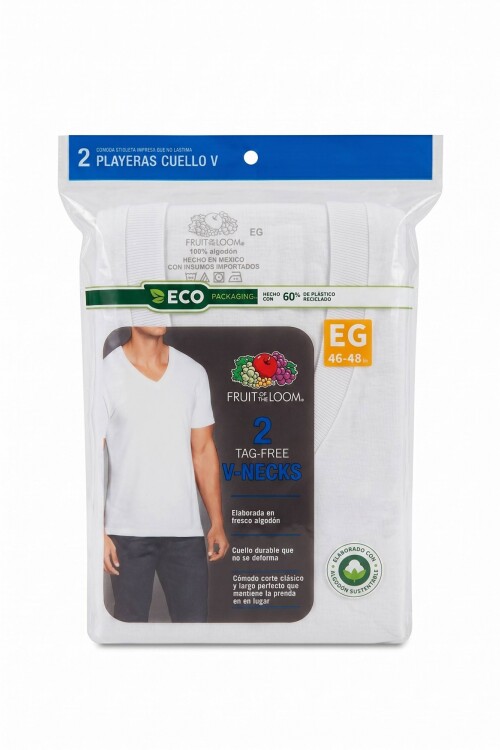 Pack x2 Camiseta interior escote V - caballero BLANCO