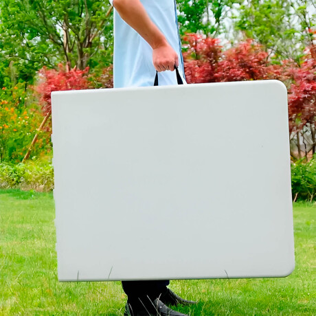Mesa Plegable 1.80m Camping Jardín Resistente Calidad Blanco