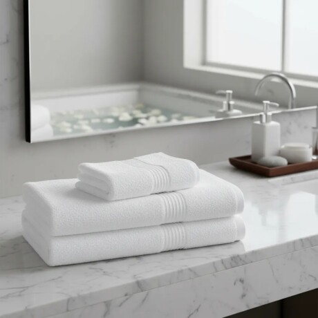 Set 3 toallas 40cm x70cm + 2 70cm x140cm algodón BLANCO