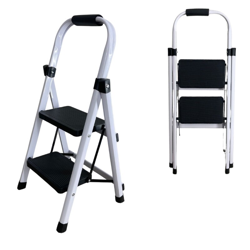 Escalera Tijera 2 Escalones De plastico Negro/Blanco