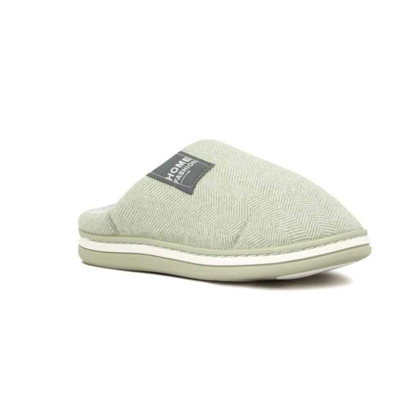 Macri Pantufla Sin Talón Capellada Tela Interior Piel Durazno Verde