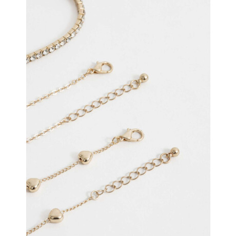 Set De Pulseras Flexibles Con Strass Dorado