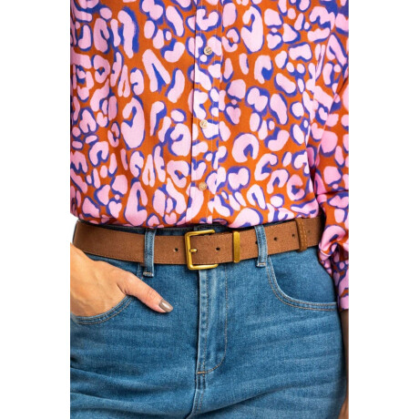 Cinto Cuero Hebilla Cuadrada Marron