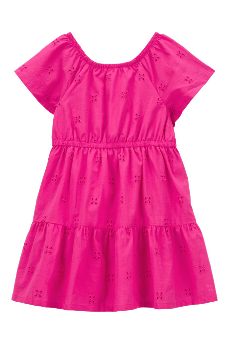 Vestido de algodón, escalonado y con ojales. Talles 2-5T Sin color
